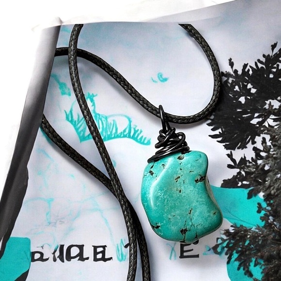 5 For $25💫Turquoise Magnesite Stone Chunk Nugget Necklace Pendant - Picture 3 of 6